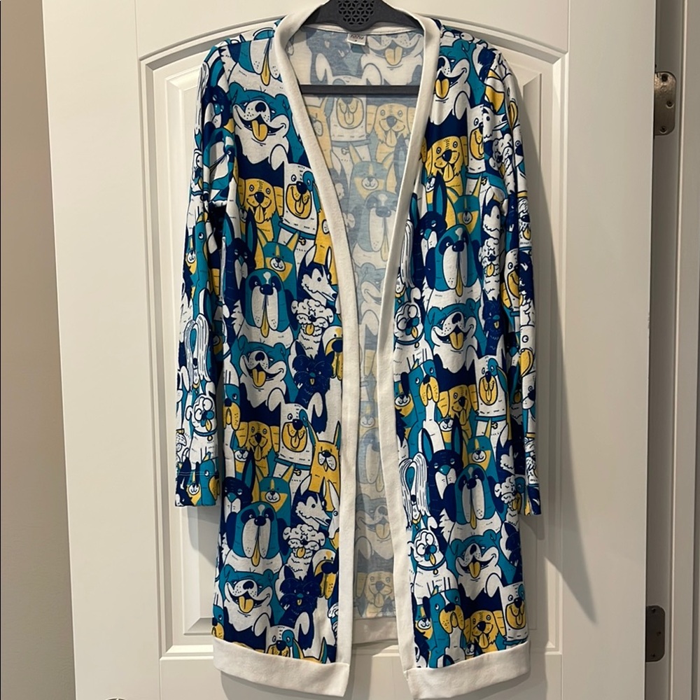 Nanu Colorful Cartoon Dog Print Women's Open Cardigan M